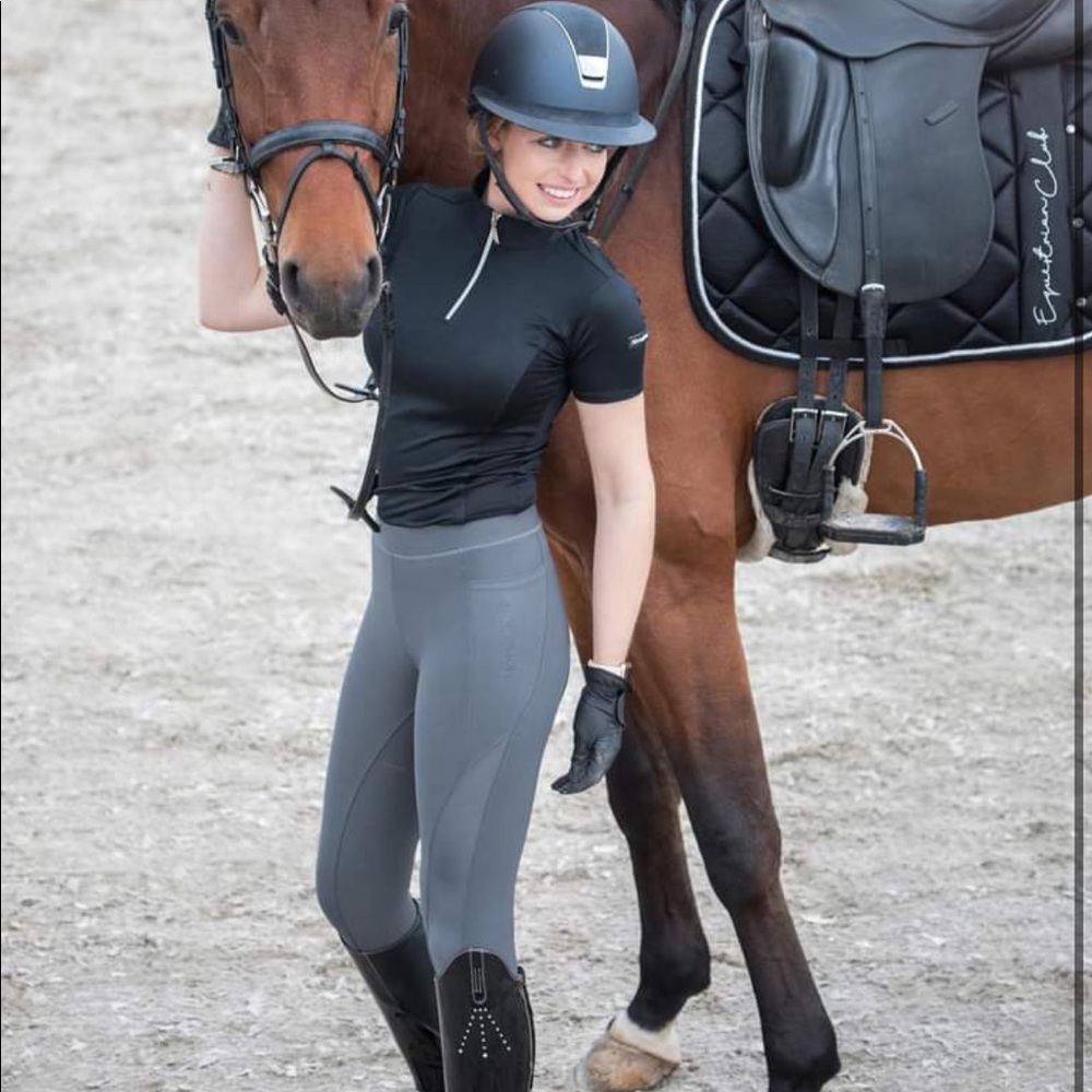 HorseGloss Khloe technical mesh high waisted riding legging full seat grey XS